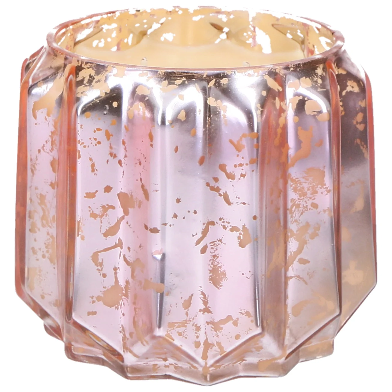 Sweet Grace Pink Scalloped Mercury Glass Candle #021